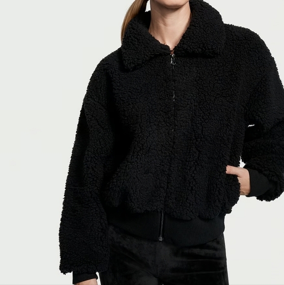 Victoria's Secret oversized XS plush sherpa black zipup Mobwife jacket - Picture 12 of 12